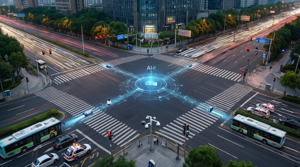 Городская инфраструктура будущего: умные светофоры, датчики и как это меняет пробки и безопасность - иллюстрация